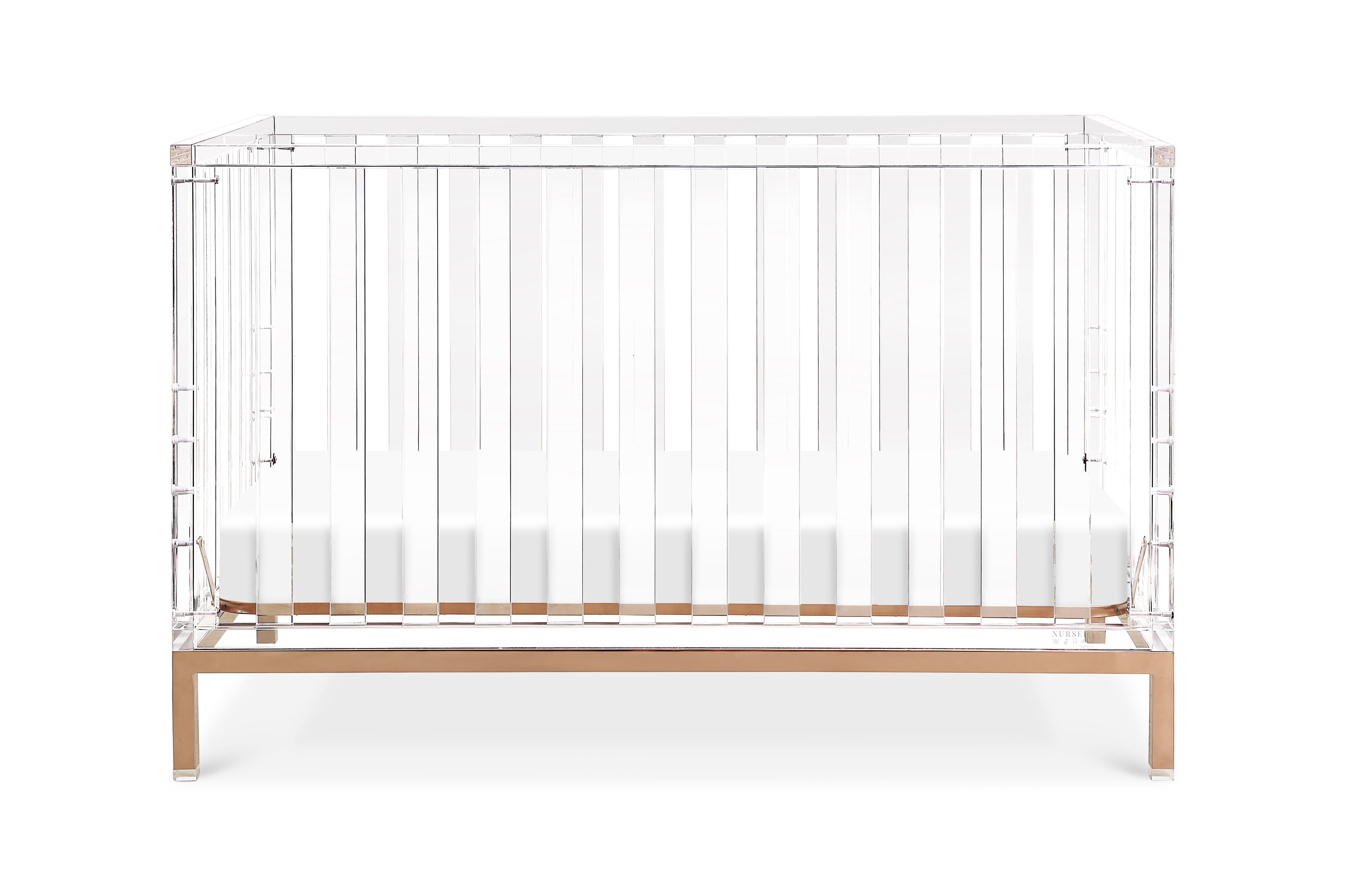 Baby Nursery Furniture Acrylic Baby Crib Converts To Toddler Bed