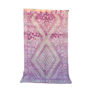 Talsint Vintage Moroccan Hand Knotted Wool Purple Are Rug