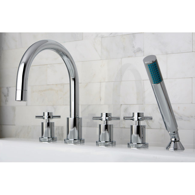 Kingston Brass Concord Three Handle Roman Tub Faucet With Hand