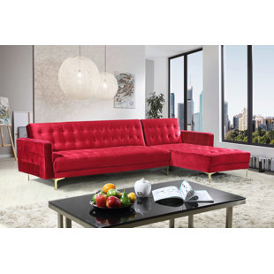 Red Sofa With Chaise Wayfair Quickview