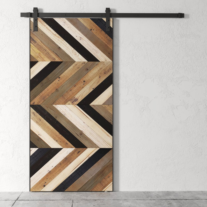 Urban Woodcraft Paneled Reclaimed Wood Wood Finish Barn Door With