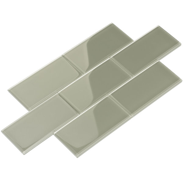 3 x 6 Glass Subway Tile in Light Gray by Giorbello