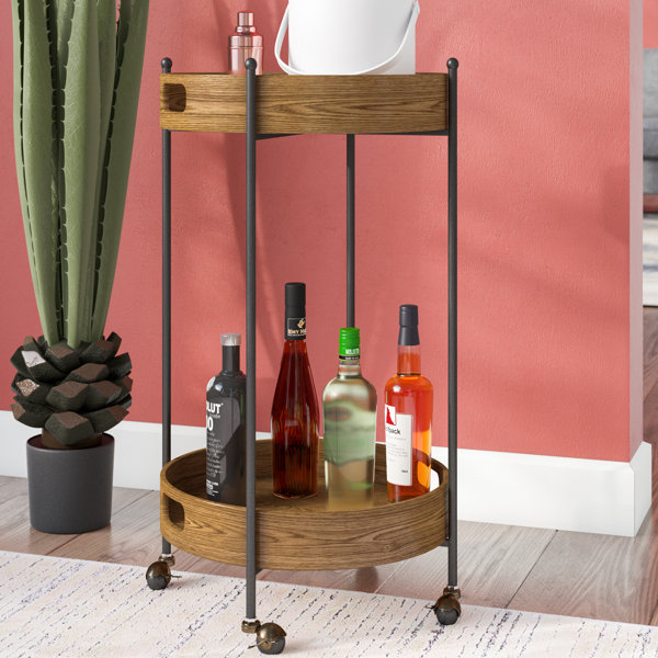 Ginnie 2-Tier Round Metal Frame Bar Cart By Williston Forge Purchase