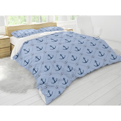 Rodgers Anchor Chief Comforter Set Longshore Tides Size: King Comforter + 2 Pillow Cases, Color: Blue/Light Blue