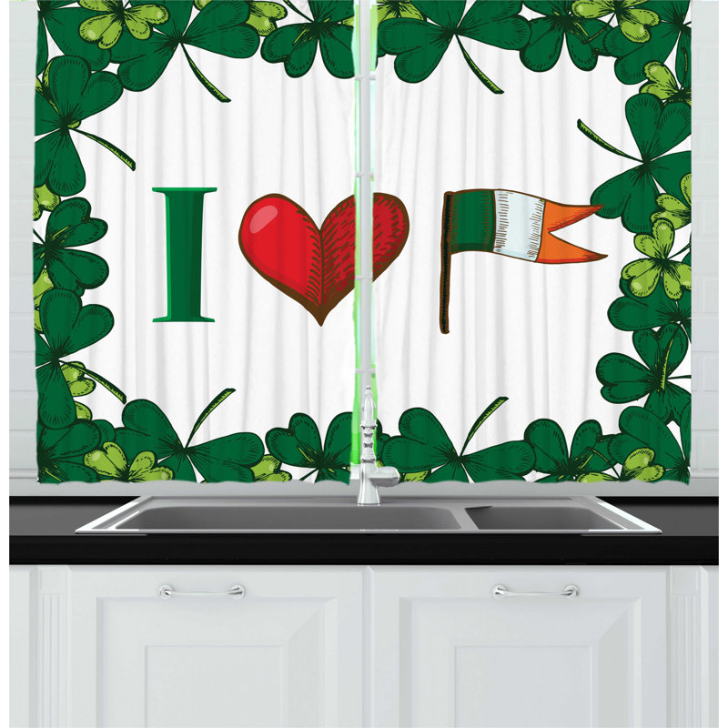2 Piece St Patrick S Day Clovers And Shamrocks With Country Flag I Love Ireland Print Kitchen Curtain Set The 'delectable orange' color palette is a rich combination of orange tones against a dark gray background. wayfair