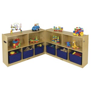 Folding 10 Compartment Shelving Unit with Casters