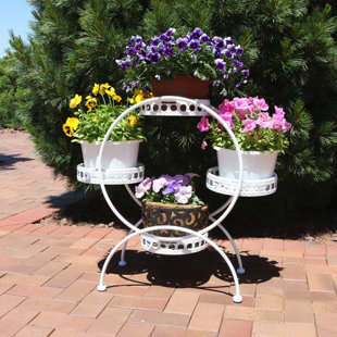 Outdoor Plant Stands You Ll Love Wayfair Thayne 4 Tier Ferris Wheel Indoor Outdoor Plant Stand