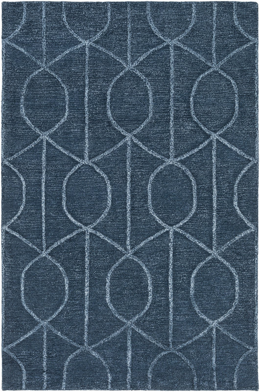 Orla Navy Geometric Wool HandWoven Area Rug & Reviews Joss & Main