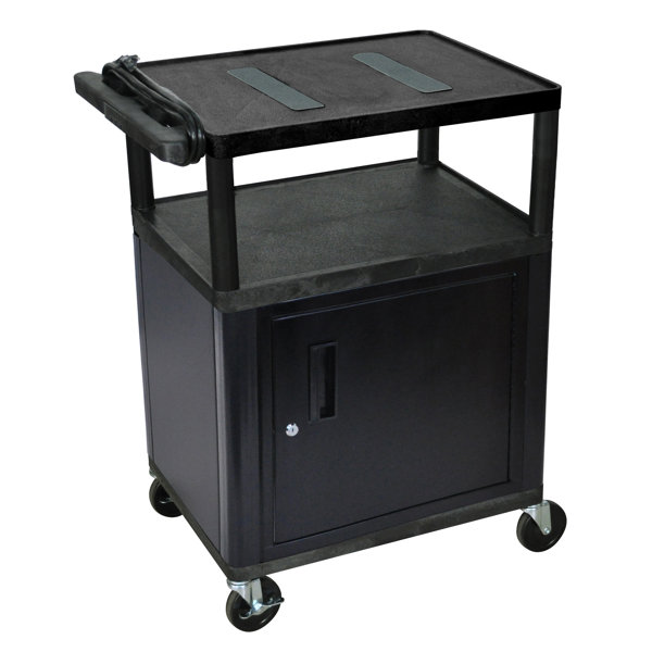 Open Shelf Endura Equipment AV Cart with Locking Cabinet by Luxor