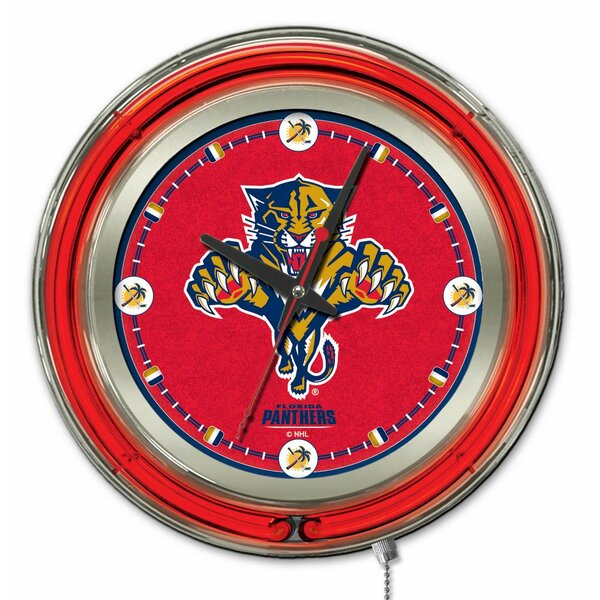 NHL 15 Double Neon Ring Logo Wall Clock by Holland Bar Stool