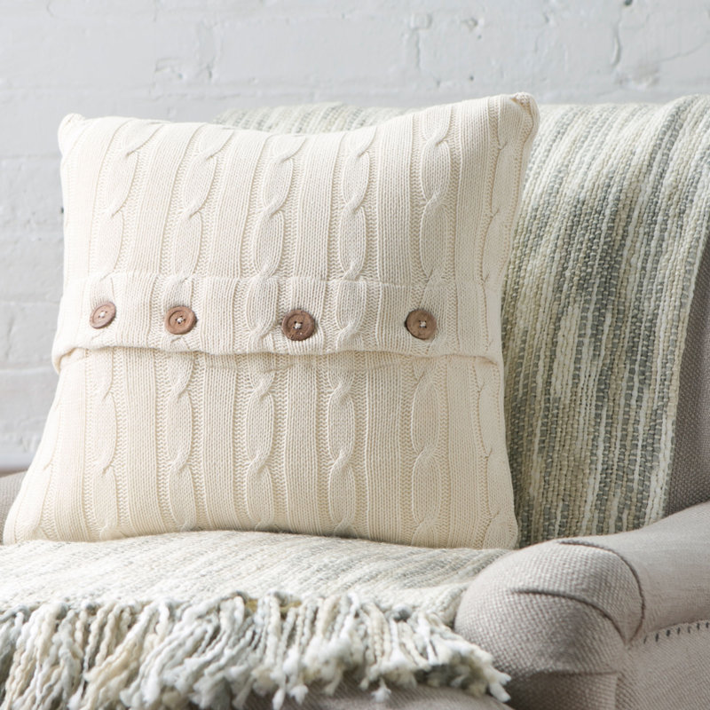 Harrietstown Cable Knit Cotton Throw Pillow Reviews Joss Main