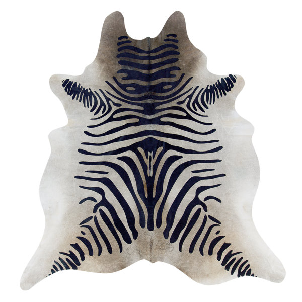 Hand-Tufted Zebra Cowhide Black/White Area Rug by Meridian Rugmakers