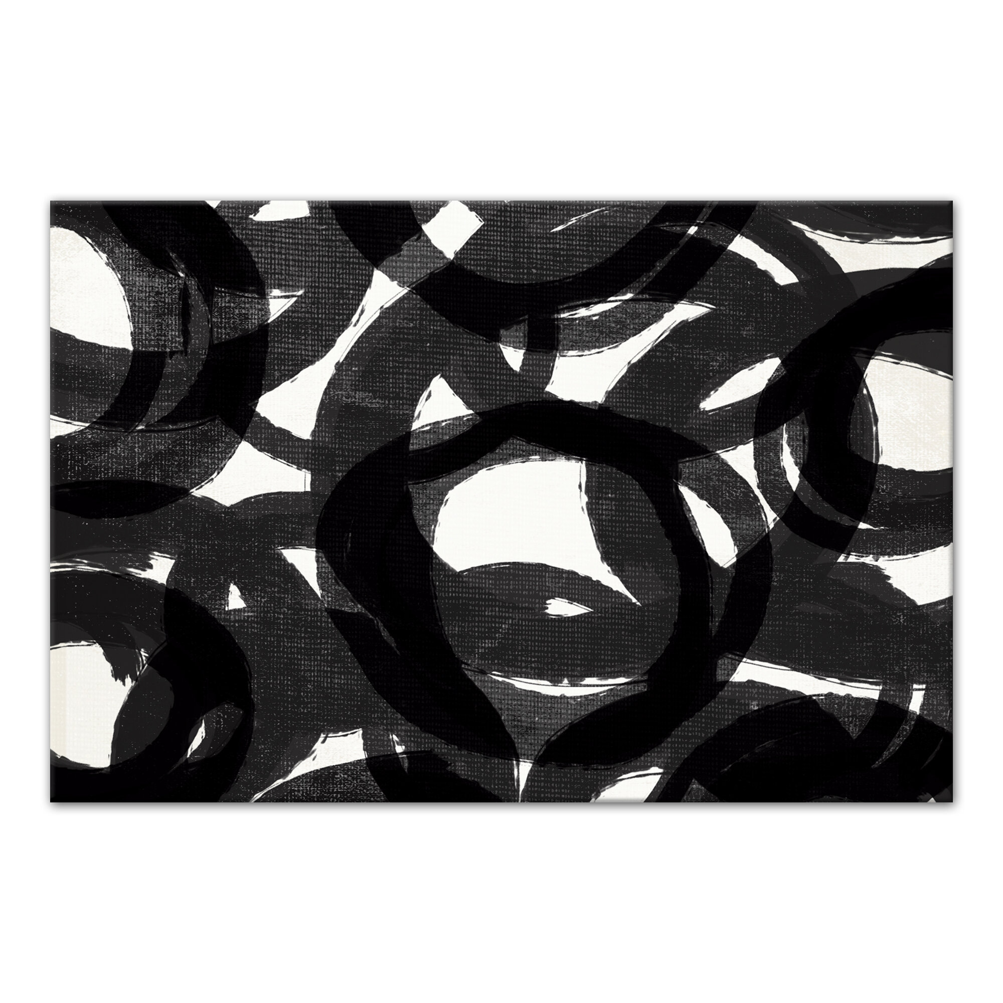 Orren Ellis Black Loops Watercolor Painting Print On Wrapped