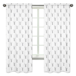 Boy Nursery Curtains Wayfair Stag Wildlife Semi Sheer Rod Pocket Curtain Panels Set Of 2