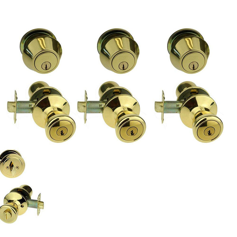 LLEDCMB3-W Nuset Keyed Door Knob with Round Rosette