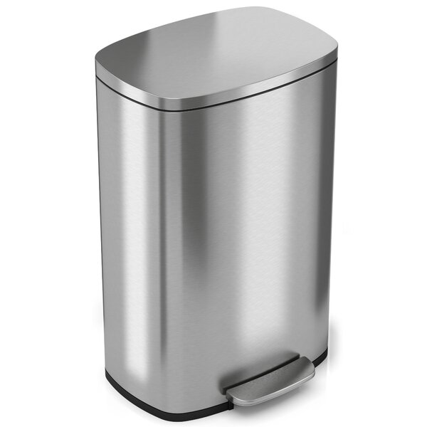 Soft Step Stainless Steel Kitchen 13.2 Gallon Step On Trash Can by iTouchless
