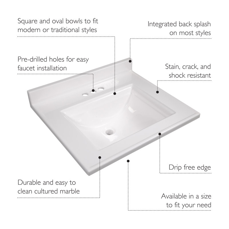 Design House Camilla 25 In Cultured Marble Vanity Top Solid Cultured Marble Vanity Top In Solid