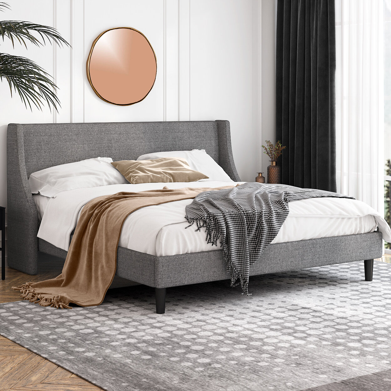 Platform Bed With Nightstands Attached - Callum Floating Nightstand