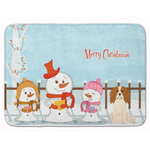 Merry Christmas Cavalier Spaniel Memory Foam Bath Rug