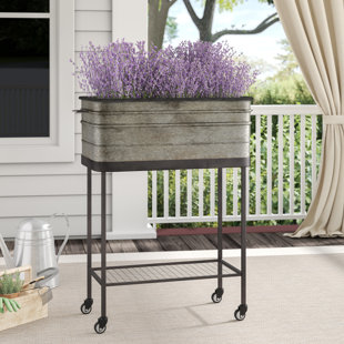 Gifts Set Of 2 Metal Planters Bucket Removable White Floral Cover Handle Indoor Outdoor Garden Accessories Imprezowedekoracje Pl