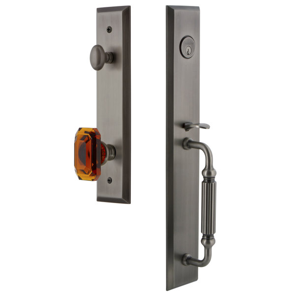 Fifth Avenue F Grip Single Cylinder Handleset with Baguette Interior Knob by Grandeur
