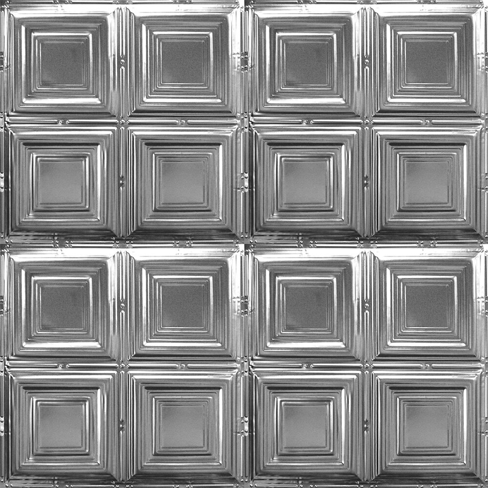 American Tin Ceilings 2 Ft X 2 Ft Ceiling Tile In Brushed Satin
