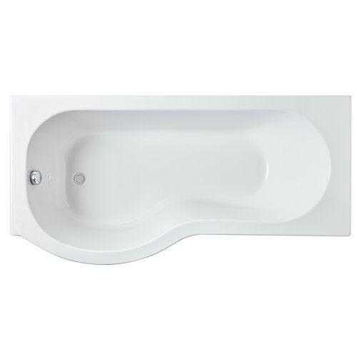 Ceramica P Shaped Shower Bath 1600mm Left Hand - Including Bath Legs