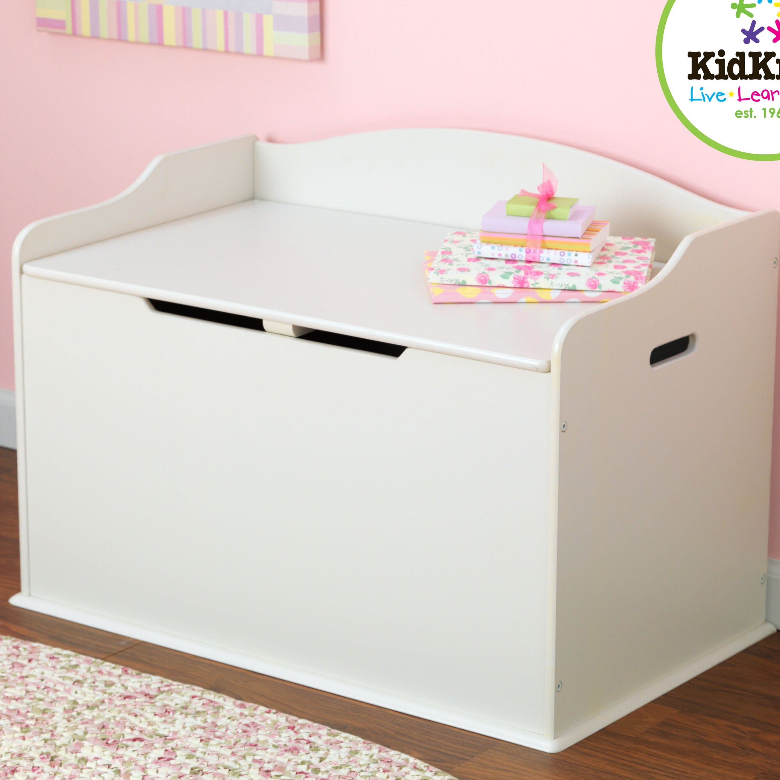 white toy storage bench