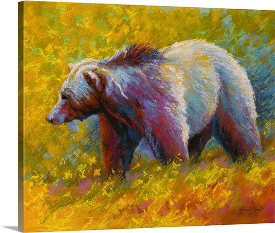 Canvas On Demand Pastel Grizzly By Marion Rose Painting Print On