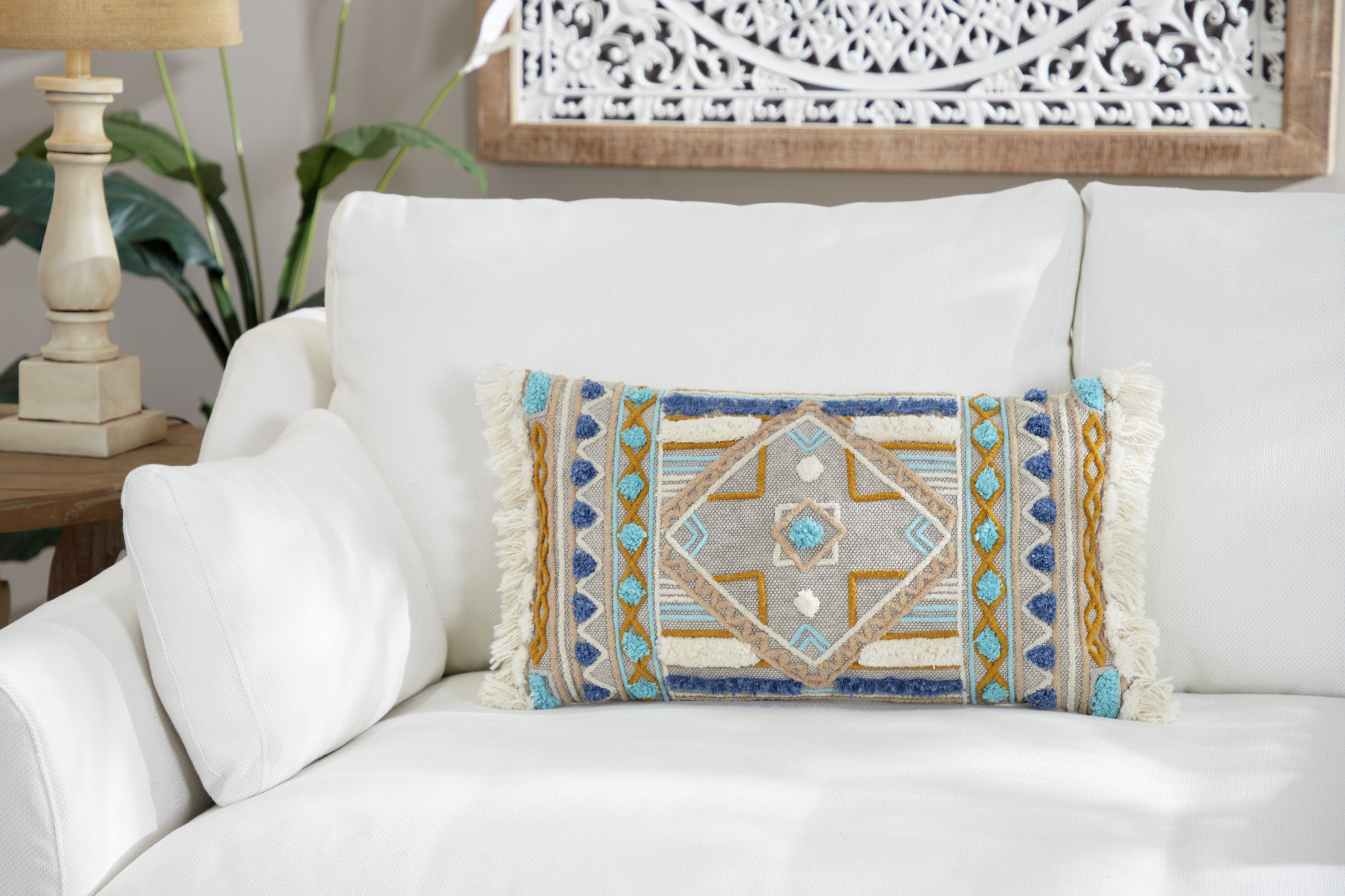 Bungalow Rose Caenas Fringe Throw Pillow Wayfair