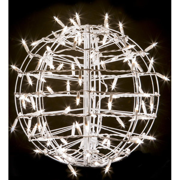 Fold Flat Sphere with 100 Incandescent Lights by Crab Pot Christmas Trees
