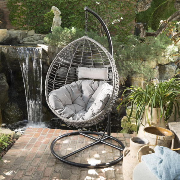 Weller Outdoor Wicker Basket Swing Chair With Stand By Brayden Weller Outdoor Wicker Basket Swing Chair With Stand By Brayden Studio