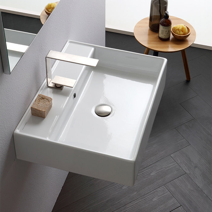 Scarabeo By Nameeks Teorema Ceramic 24 Wall Mount Bathroom Sink Teorema Ceramic 24 Wall Mount Bathroom Sink With Overflow