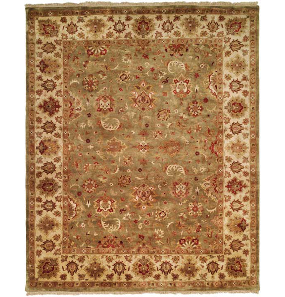 Nelson Hand-Woven Green/Ivory Area Rug by Meridian Rugmakers