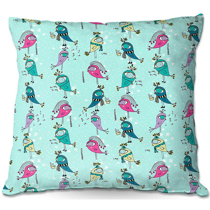 Ebern Designs Rexdale Couch Funky Birds Throw Pillow Wayfair