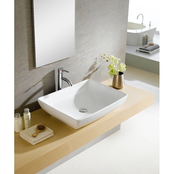 Modern Ceramic Rectangular Vessel Bathroom Sink by Fine Fixtures