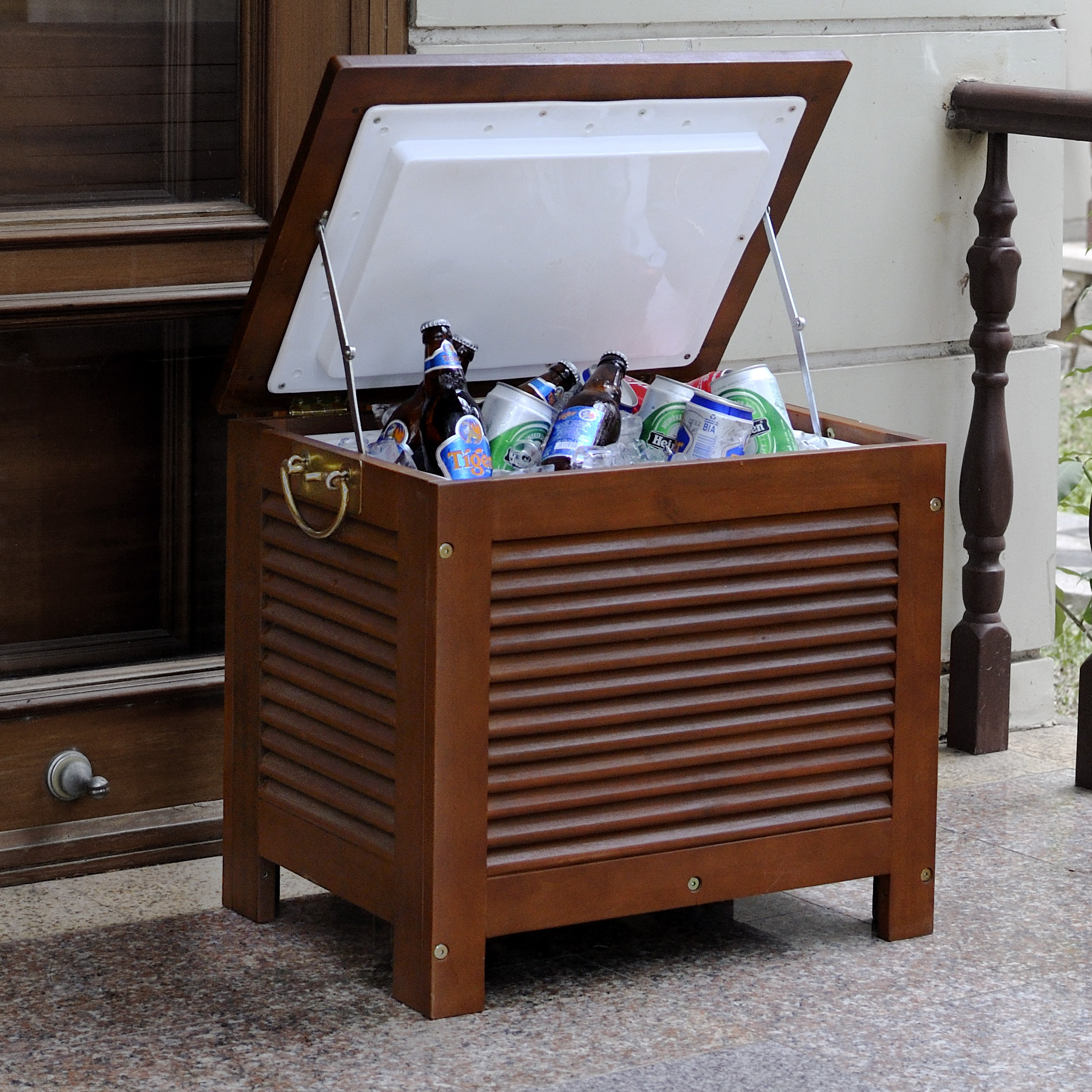 54 9 Qt Outdoor Wooden Patio Cooler Reviews Birch Lane 54 9 Qt Outdoor Wooden Patio Cooler