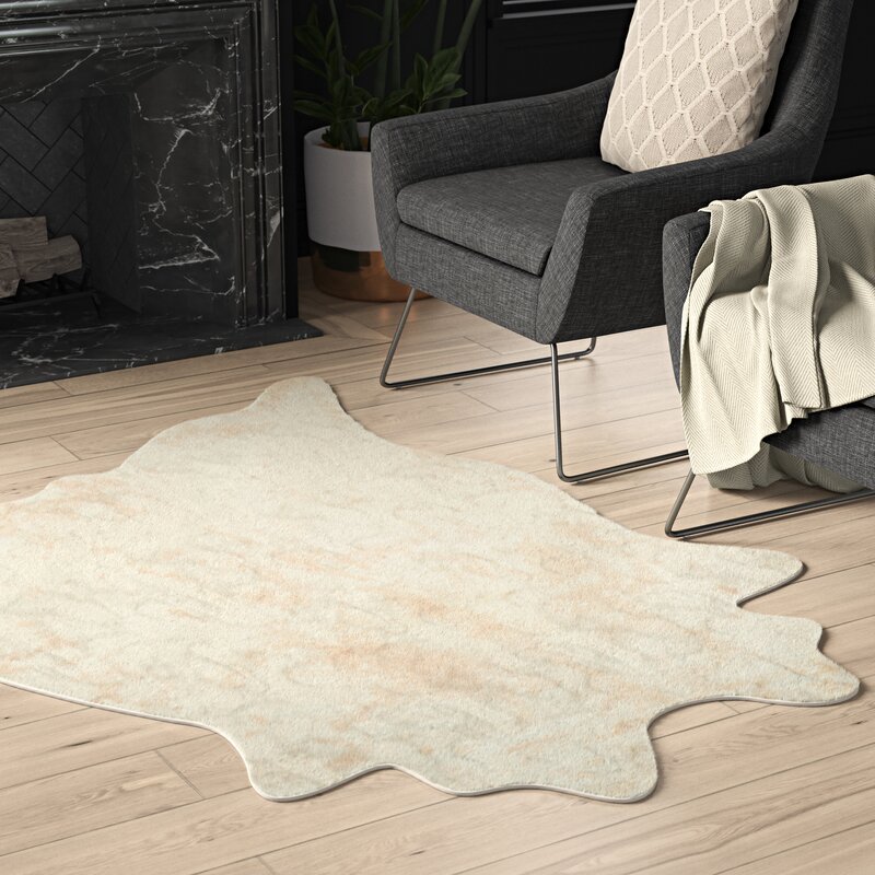 Mercury Row Hand Tufted Faux Cowhide Ivory Area Rug Reviews