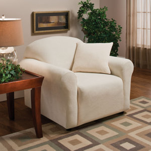 Stretch Microfleece Box Cushion Armchair Slipcover