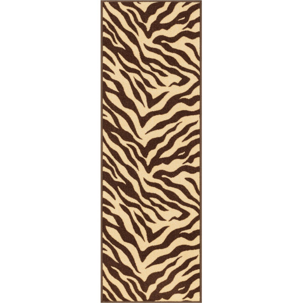 Kings Court Brown Zebra Animal Print Rug by Well Woven