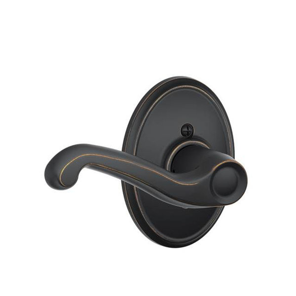 Interior Handleset Flair Lever and Interior Single Cylinder Deadbolt Thumbturn with Wakefield Trim by Schlage