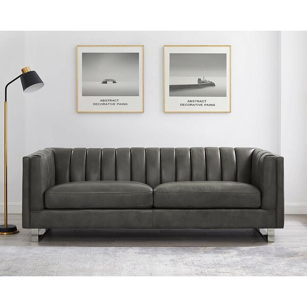 Walbourne Leather Sofa By Orren Ellis