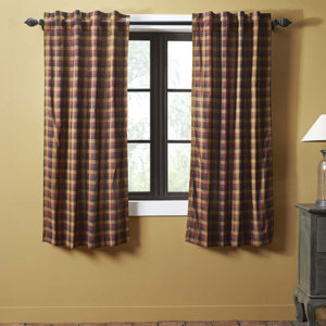 Drancy Check Lined Room Darkening Rod Pocket Curtain Panels (Set of 2)
