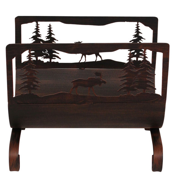 Moose Scene Wood Log Carrier by Coast Lamp Mfg.