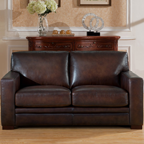 Mcdonald Leather Loveseat By World Menagerie Best #1