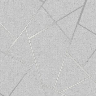 Contemporary Geometric lines modern wallpaper gray rose gold metallic trellis 3D