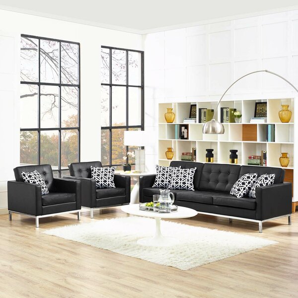 Gayatri 3 Piece Leather Living Room Set By Orren Ellis