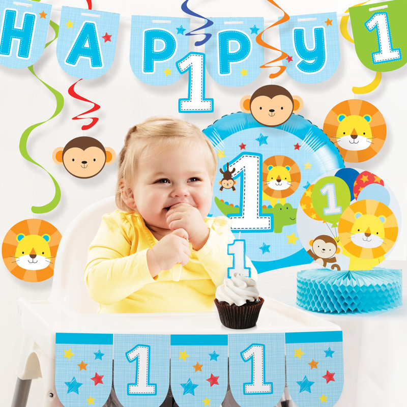 The Party Aisle One Is Fun Boy First Birthday Party Decoration Kit
