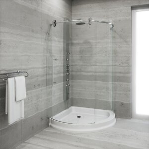 Sanibel 40 x 40 -in. Frameless Round Sliding Shower Enclosure with .3125-in. Clear Glass and Stainless Steel Hardware
