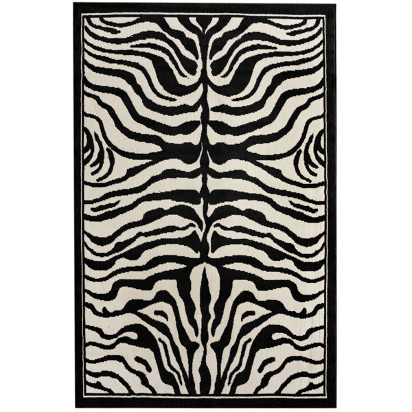 Zebra Print Black/White Area Rug by nuLOOM